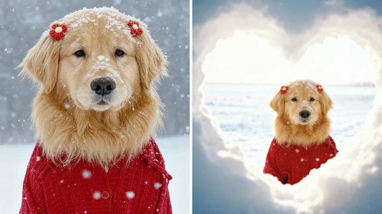 golden retriever vira estrela na neve com looks incríveis e derrete a web