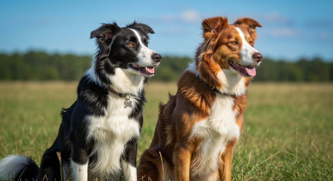 Border Collie e Pastor Australiano lado a lado