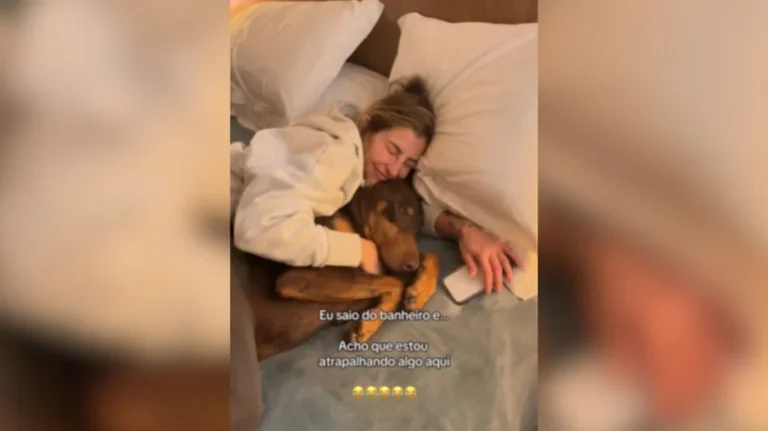 namorada e cachorro de conchinha: "estou atrapalhando?", brinca dono em vídeo viral