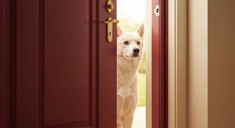 Cão dourado esperando o tutor voltar para casa