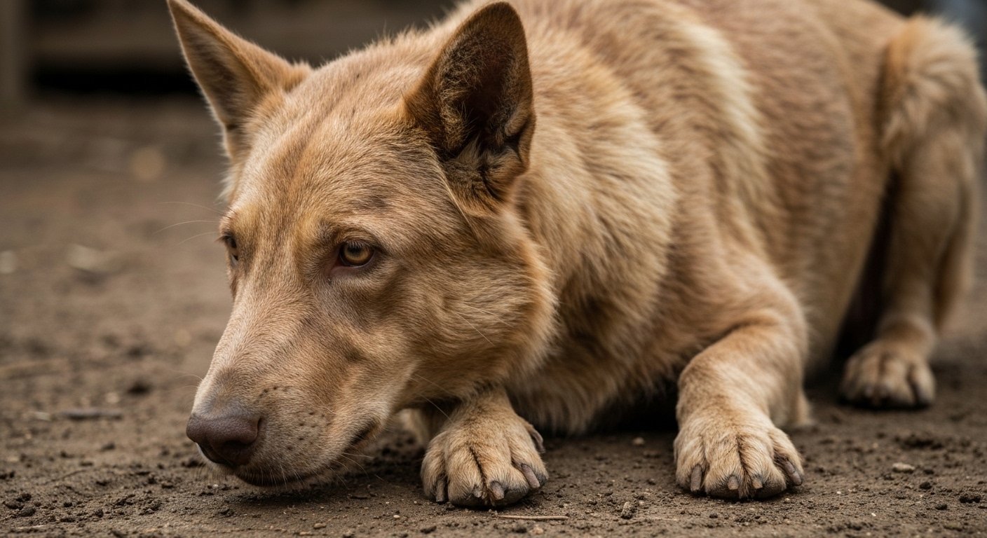 Cão com sintomas de Leishmaniose Visceral Canina apresentando perda de pelo e unhas longas