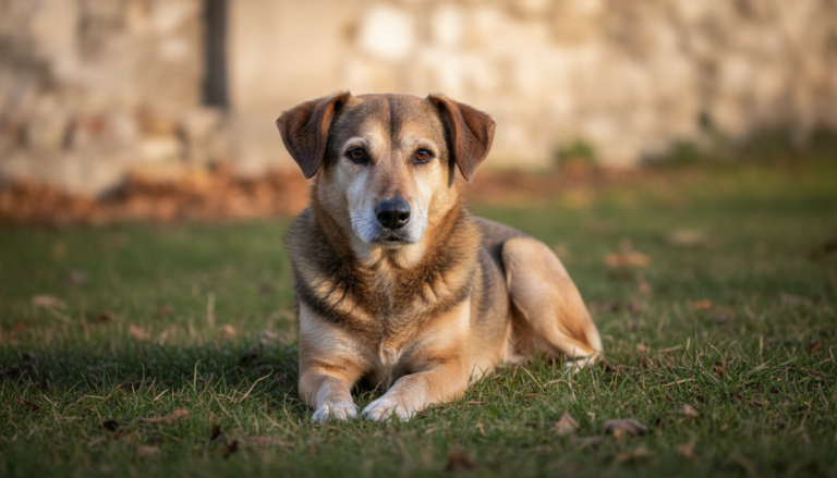 Cão com sinais sutis de leishmaniose em ambiente externo