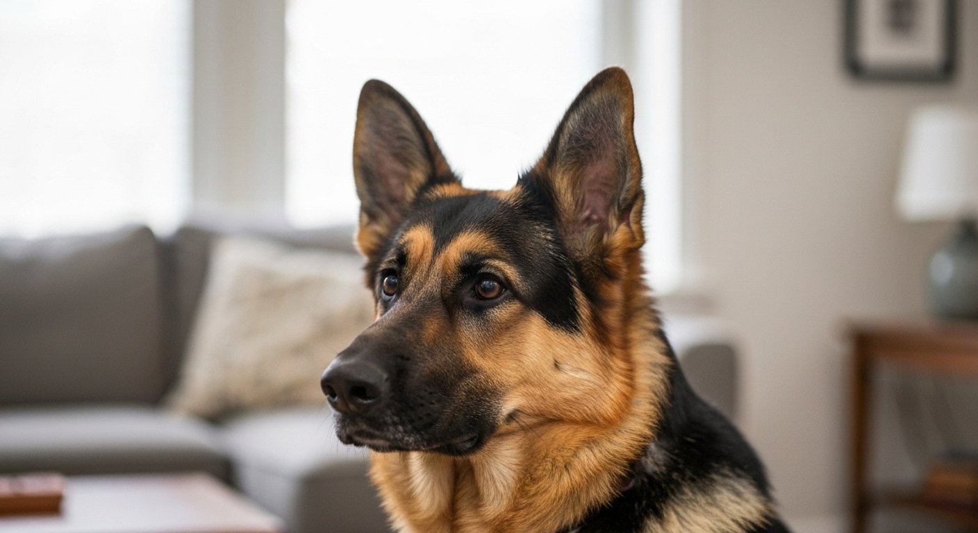 Cão com olhar fixo, levantando a questão sobre comportamentos incomuns.