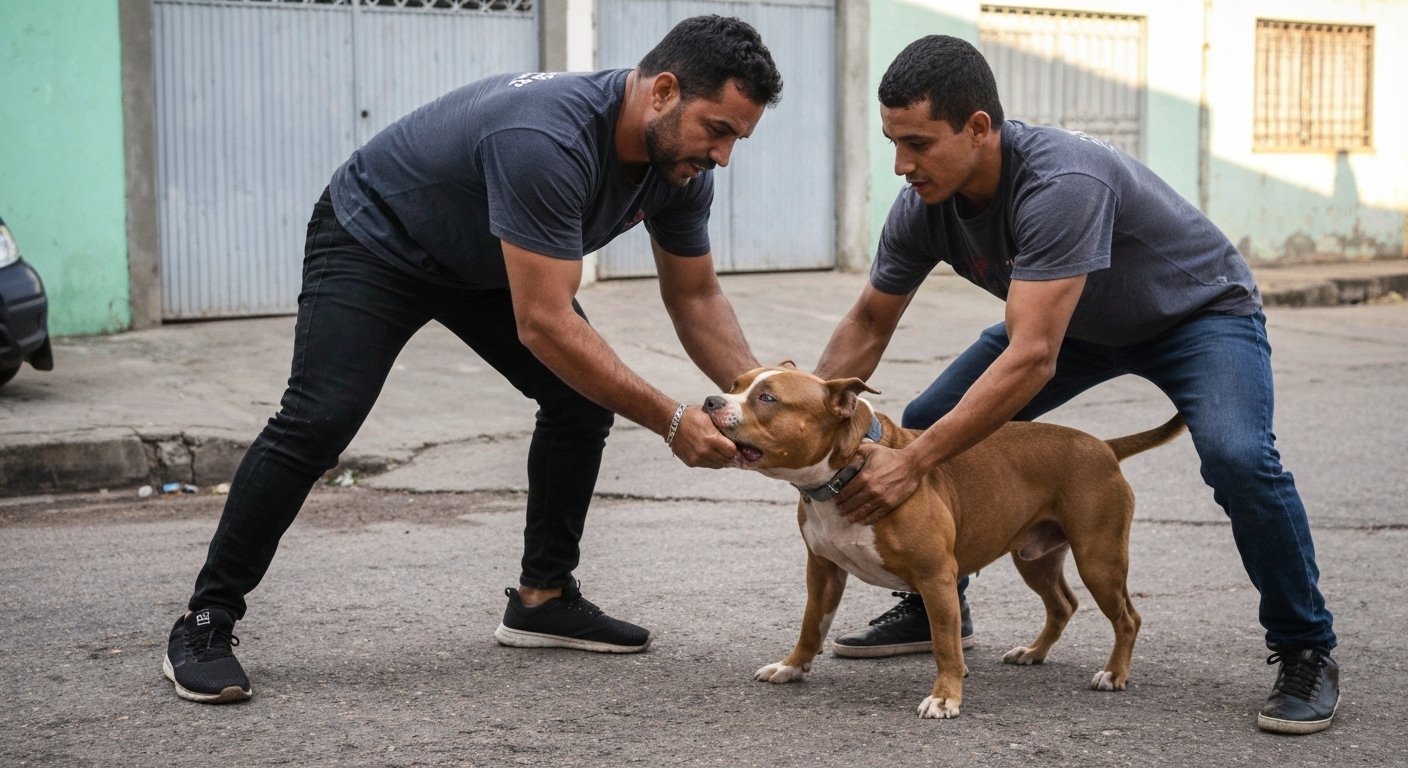 Ex-lutador de MMA usa mata-leão em pit bull para salvar pinscher após ataque.