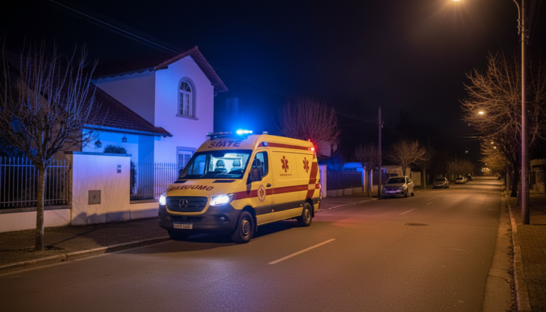 Ambulância do Siate em uma rua da zona leste de Londrina após atendimento a ocorrência.