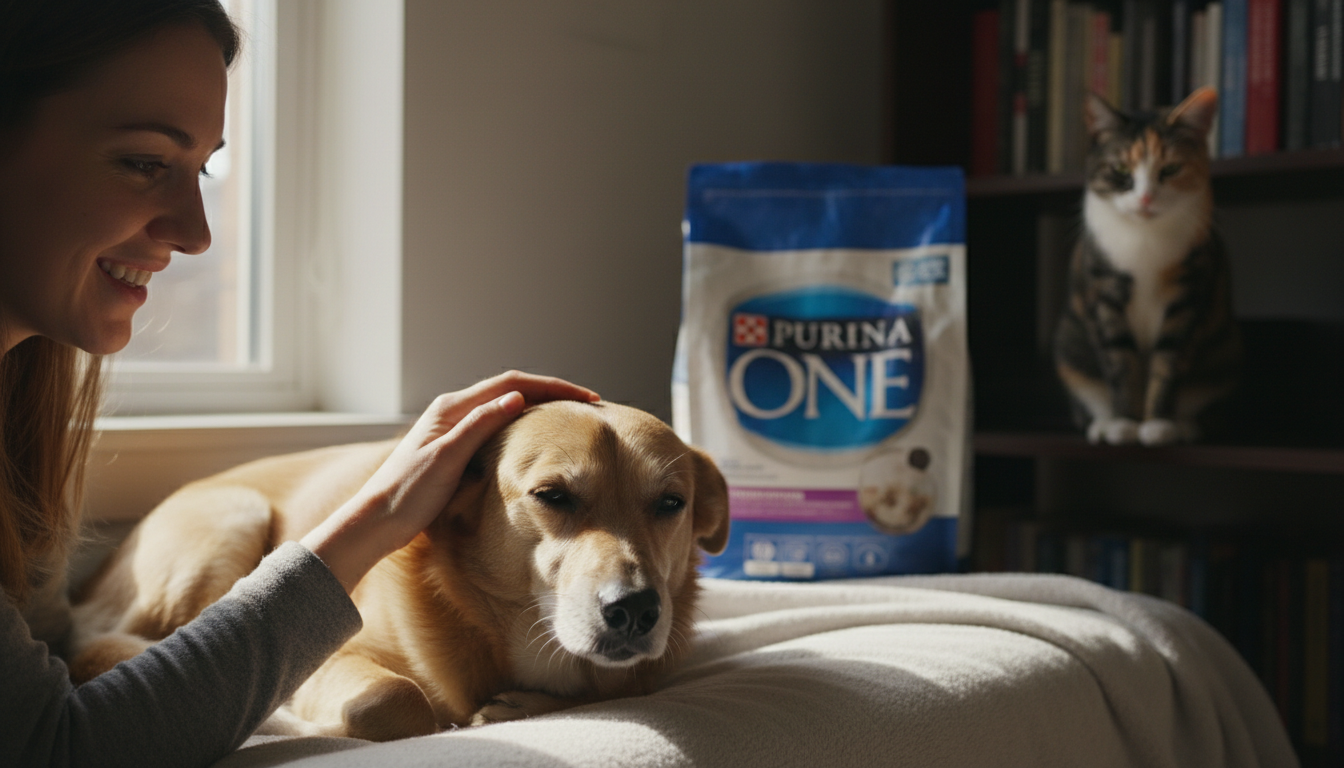 Tutor sorrindo com seu pet em uma campanha da Nestlé que transforma animais em mídia.