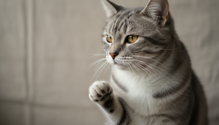 Gato com lesão na pata, associado à preocupação com a transmissão de fungo para humanos.