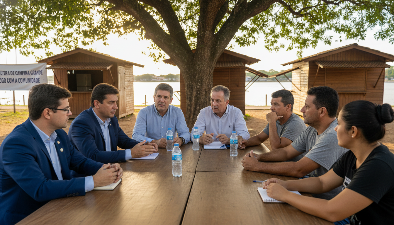 Prefeitura de Campina Grande em reunião com comerciantes do Açude Velho sobre adequação sanitária