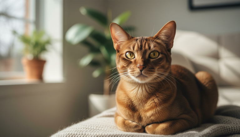 Gato burmês com olhar atento em ambiente doméstico