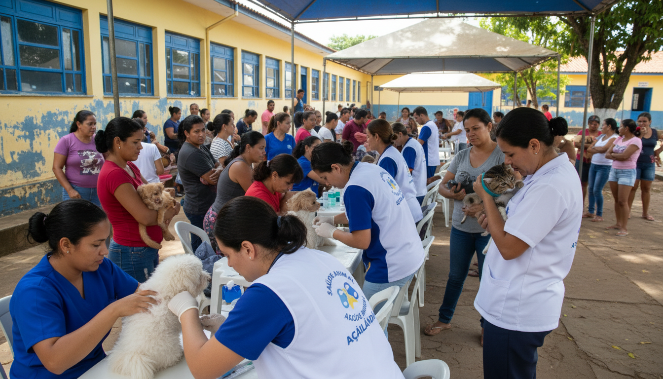 Ação de saúde animal em Açailândia oferece consultas, vacinas e testes para animais.